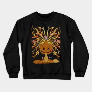 Summer tree cute girl Crewneck Sweatshirt